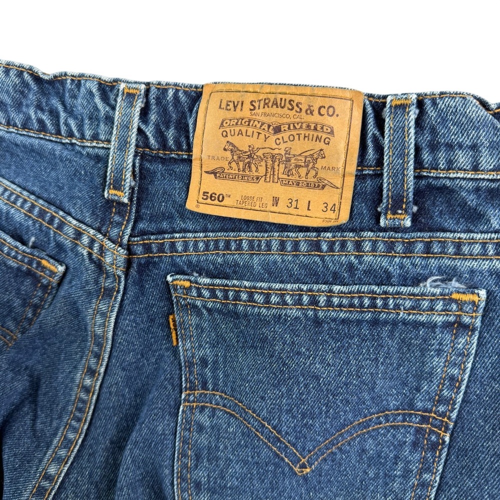 Levis‎ 560 Jeans Mens 28x34 Blue Orange Tab Loose Fit Tapered Leg 90s VTG USA